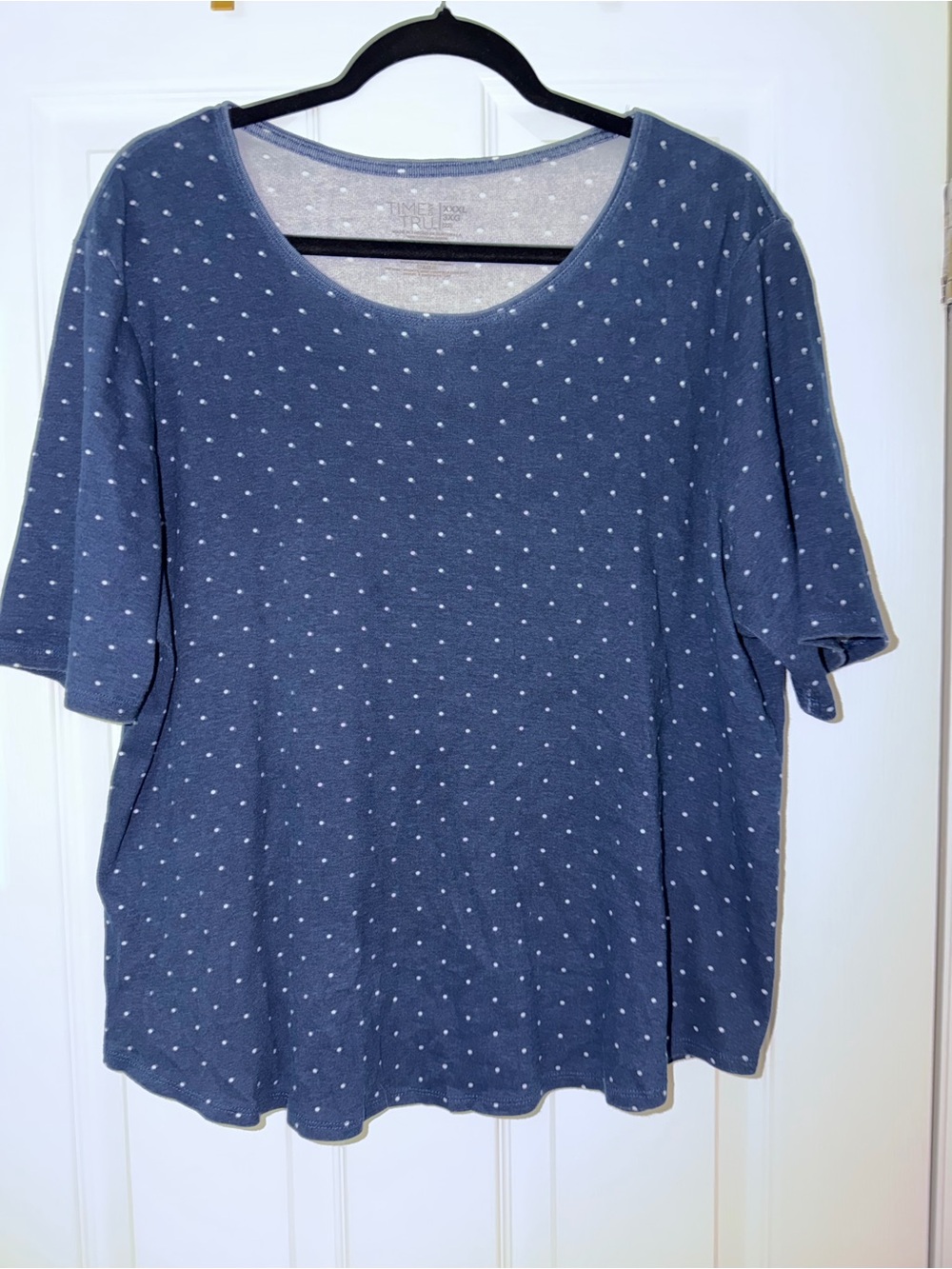 Navy Dot Short-Sleeve Top by Time and Tru